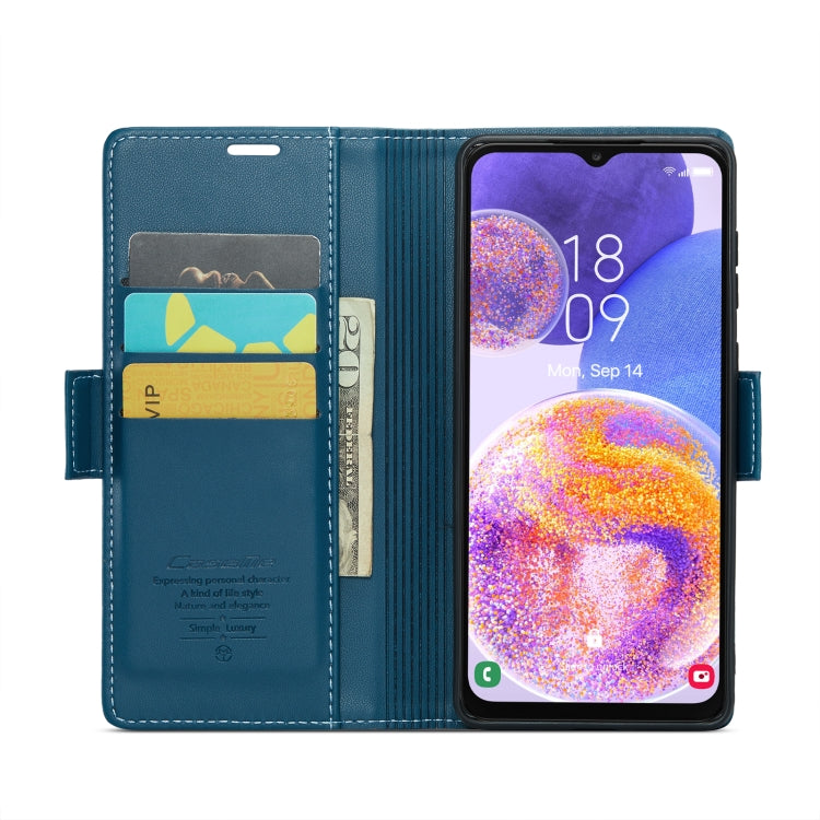 For Samsung Galaxy A23 CaseMe 023 Butterfly Buckle Litchi Texture RFID Anti-theft Leather Phone Case(Blue) - free shipping - PMC TechLife - Order now!