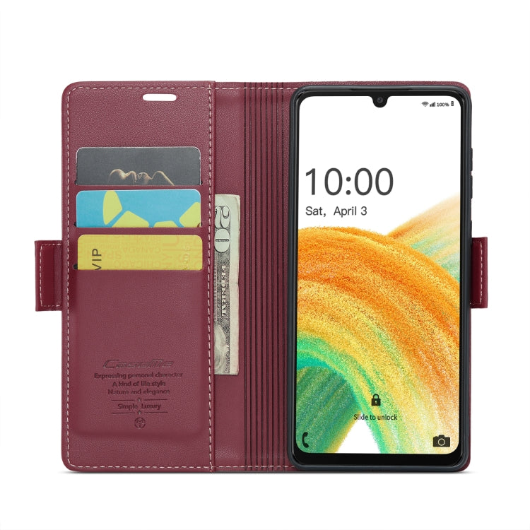 For Samsung Galaxy A33 5G CaseMe 023 Butterfly Buckle Litchi Texture RFID Anti-theft Leather Phone Case(Wine Red) - free shipping - PMC TechLife - Order now!