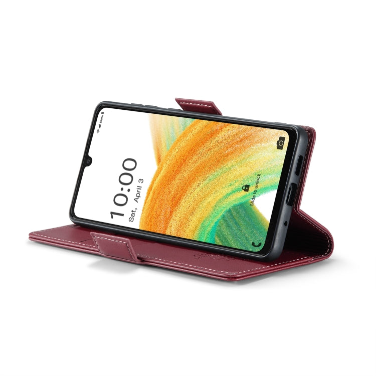 For Samsung Galaxy A33 5G CaseMe 023 Butterfly Buckle Litchi Texture RFID Anti-theft Leather Phone Case(Wine Red) - free shipping - PMC TechLife - Order now!