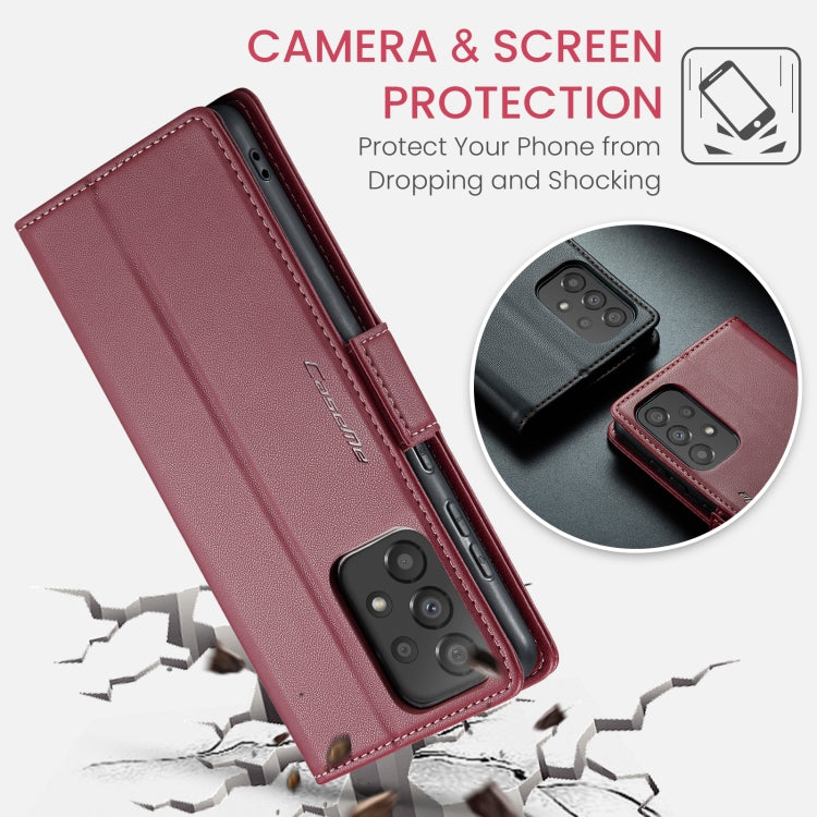For Samsung Galaxy A33 5G CaseMe 023 Butterfly Buckle Litchi Texture RFID Anti-theft Leather Phone Case(Wine Red) - free shipping - PMC TechLife - Order now!