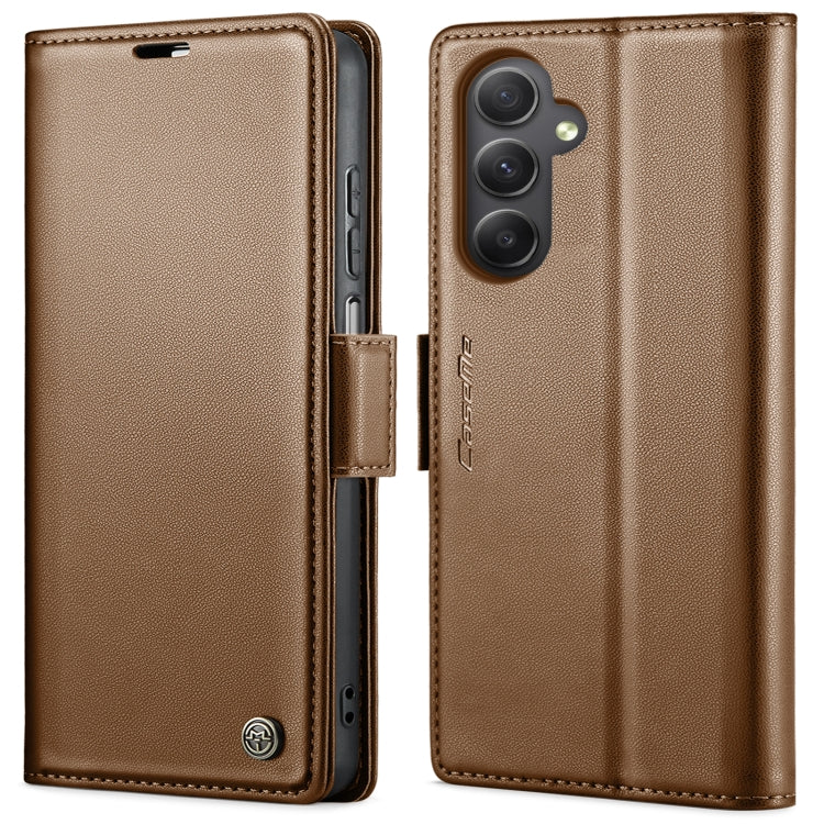 For Samsung Galaxy A34 5G CaseMe 023 Butterfly Buckle Litchi Texture RFID Anti-theft Leather Phone Case(Brown) - free shipping - PMC TechLife - Order now!