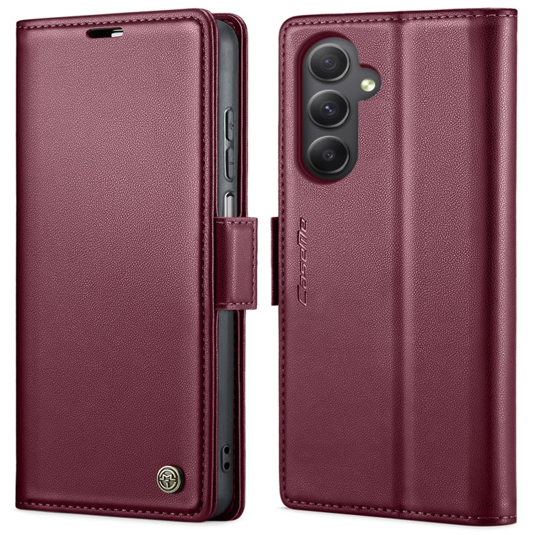 For Samsung Galaxy A34 5G CaseMe 023 Butterfly Buckle Litchi Texture RFID Anti-theft Leather Phone Case(Wine Red) - free shipping - PMC TechLife - Order now!