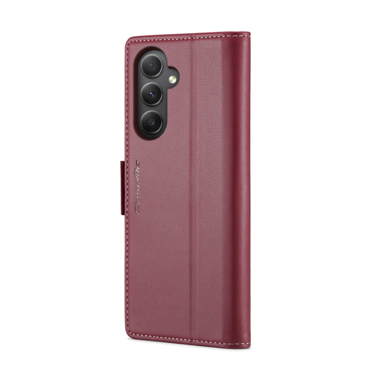 For Samsung Galaxy A34 5G CaseMe 023 Butterfly Buckle Litchi Texture RFID Anti-theft Leather Phone Case(Wine Red) - free shipping - PMC TechLife - Order now!