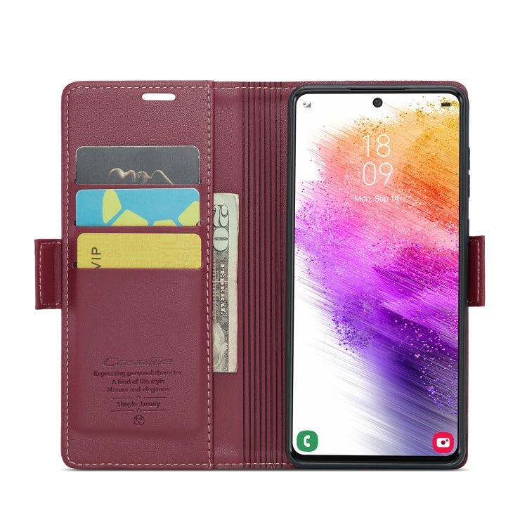 For Samsung Galaxy A73 5G CaseMe 023 Butterfly Buckle Litchi Texture RFID Anti-theft Leather Phone Case(Wine Red) - free shipping - PMC TechLife - Order now!