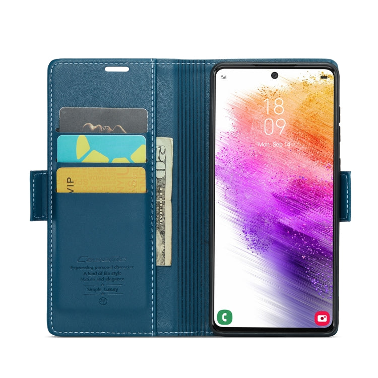 For Samsung Galaxy A73 5G CaseMe 023 Butterfly Buckle Litchi Texture RFID Anti-theft Leather Phone Case(Blue) - free shipping - PMC TechLife - Order now!