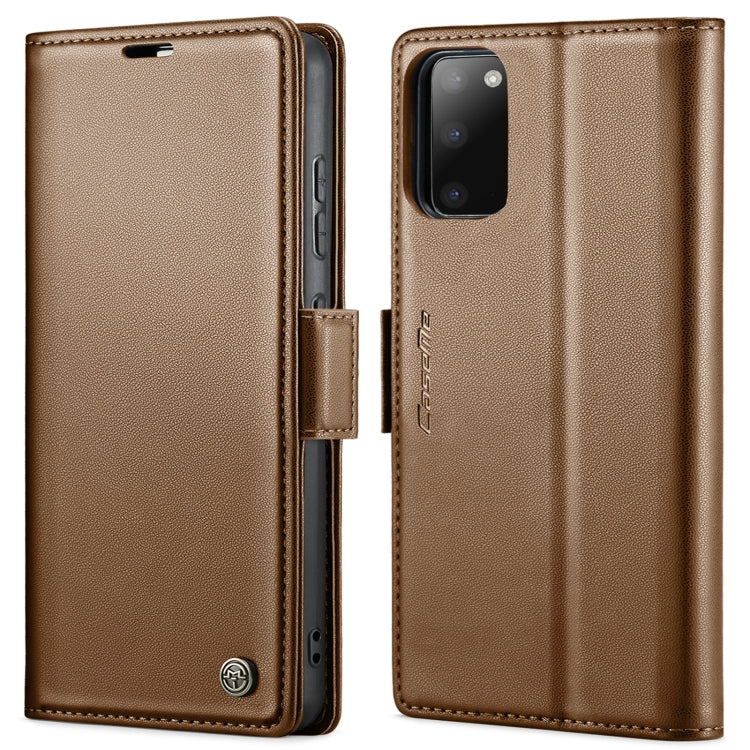 For Samsung Galaxy S20 CaseMe 023 Butterfly Buckle Litchi Texture RFID Anti-theft Leather Phone Case(Brown) - free shipping - PMC TechLife - Order now!