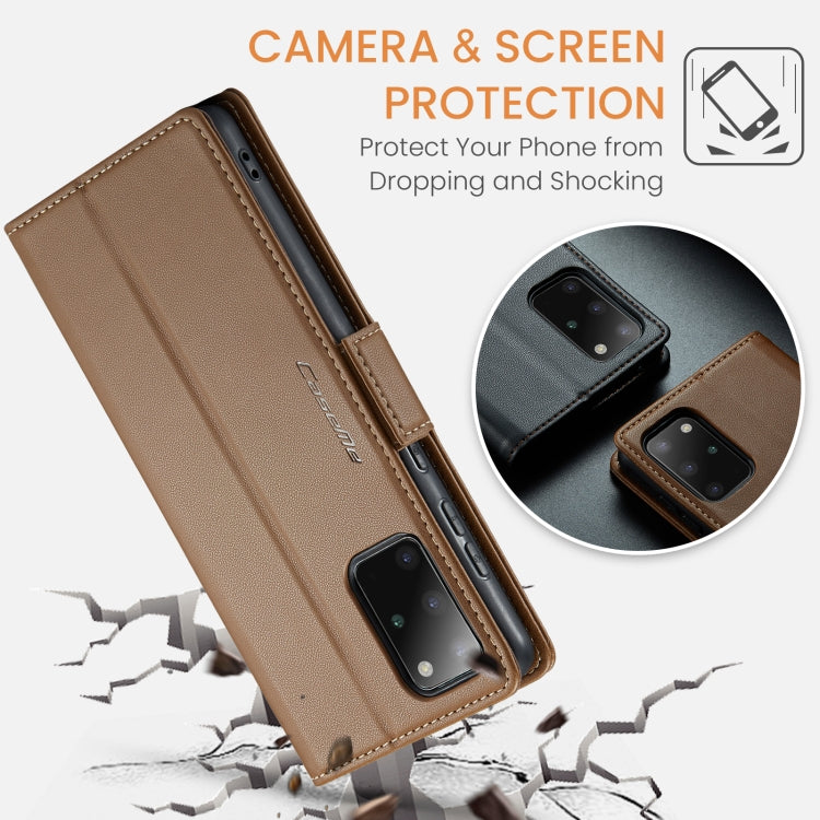 For Samsung Galaxy S20+ CaseMe 023 Butterfly Buckle Litchi Texture RFID Anti-theft Leather Phone Case(Brown) - free shipping - PMC TechLife - Order now!