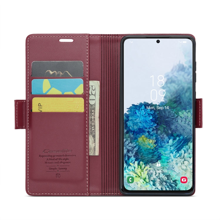 For Samsung Galaxy S20+ CaseMe 023 Butterfly Buckle Litchi Texture RFID Anti-theft Leather Phone Case(Wine Red) - free shipping - PMC TechLife - Order now!
