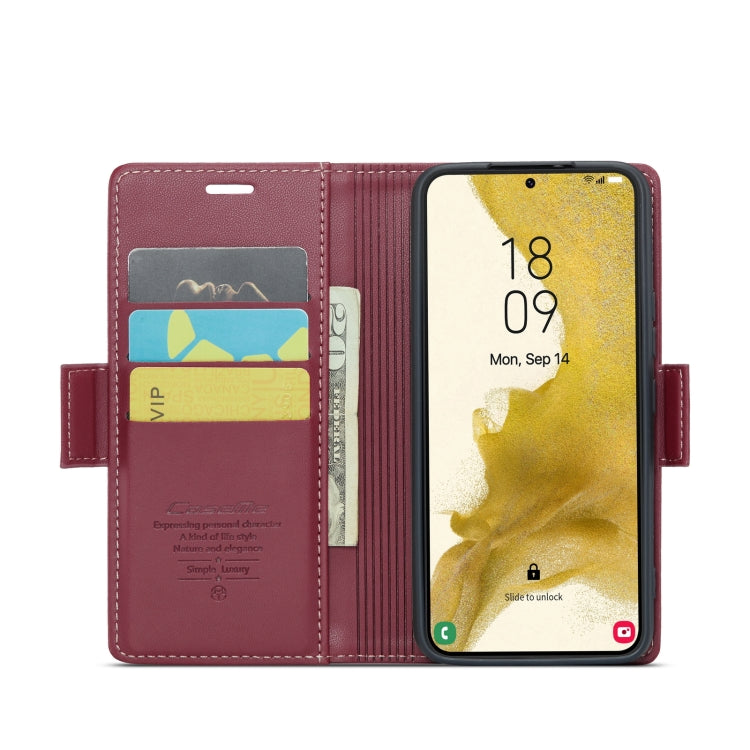 For Samsung Galaxy S22+ 5G CaseMe 023 Butterfly Buckle Litchi Texture RFID Anti-theft Leather Phone Case(Wine Red) - free shipping - PMC TechLife - Order now!