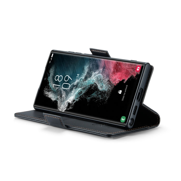 For Samsung Galaxy S22 Ultra 5G CaseMe 023 Butterfly Buckle Litchi Texture RFID Anti-theft Leather Phone Case(Black) - free shipping - PMC TechLife - Order now!