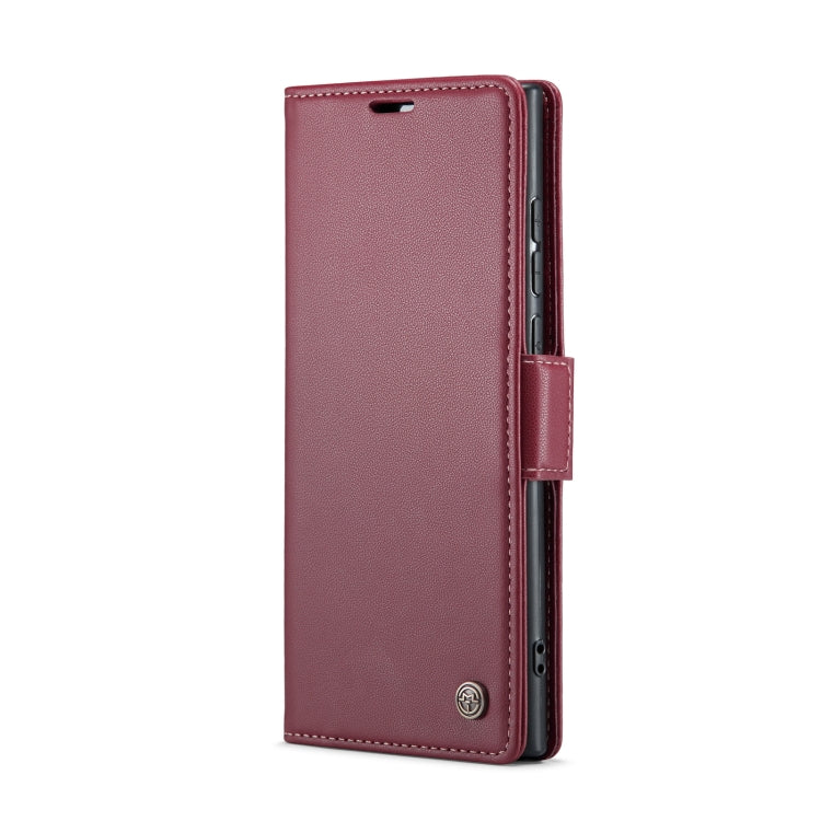 For Samsung Galaxy S22 Ultra 5G CaseMe 023 Butterfly Buckle Litchi Texture RFID Anti-theft Leather Phone Case(Wine Red) - free shipping - PMC TechLife - Order now!
