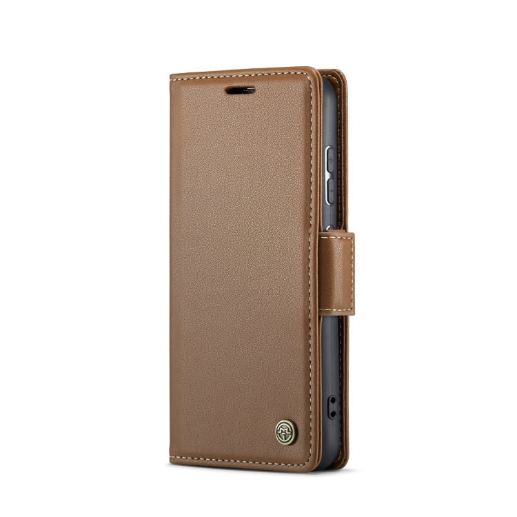 For Samsung Galaxy S23 5G CaseMe 023 Butterfly Buckle Litchi Texture RFID Anti-theft Leather Phone Case(Brown) - free shipping - PMC TechLife - Order now!