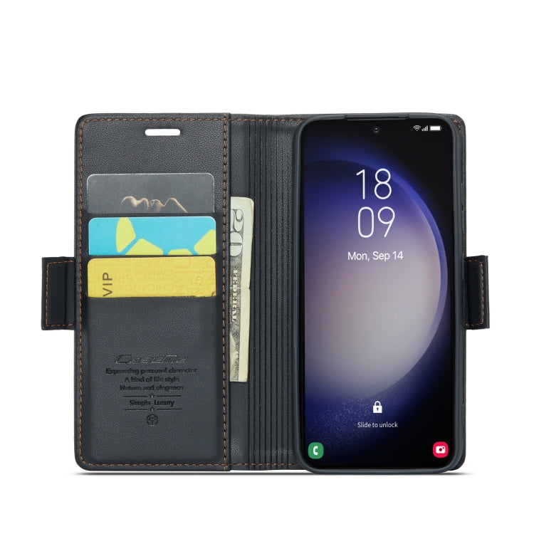 For Samsung Galaxy S23+ 5G CaseMe 023 Butterfly Buckle Litchi Texture RFID Anti-theft Leather Phone Case(Black) - free shipping - PMC TechLife - Order now!