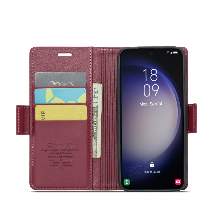 For Samsung Galaxy S23+ 5G CaseMe 023 Butterfly Buckle Litchi Texture RFID Anti-theft Leather Phone Case(Wine Red) - free shipping - PMC TechLife - Order now!