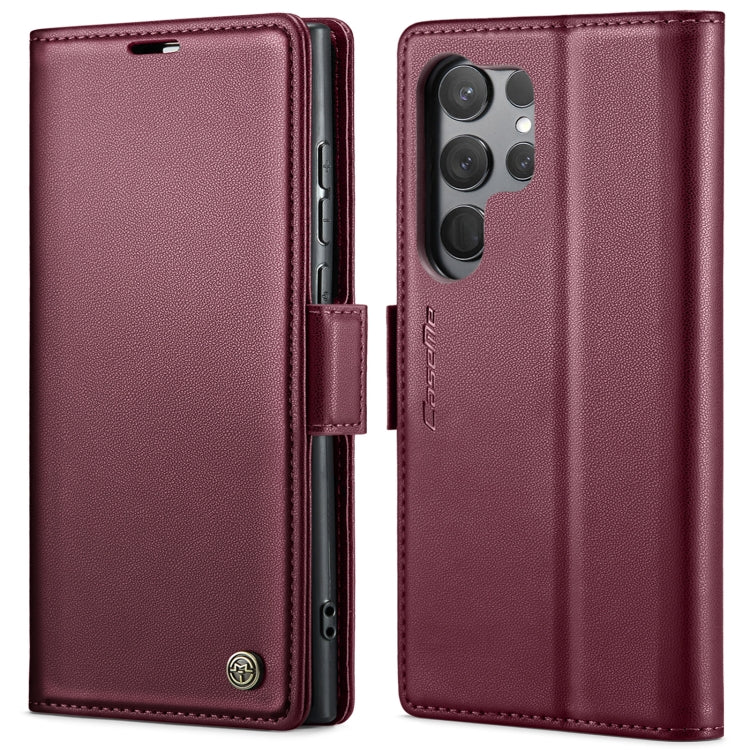 For Samsung Galaxy S23 Ultra 5G CaseMe 023 Butterfly Buckle Litchi Texture RFID Anti-theft Leather Phone Case(Wine Red) - free shipping - PMC TechLife - Order now!
