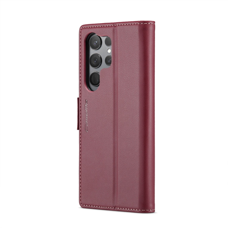 For Samsung Galaxy S23 Ultra 5G CaseMe 023 Butterfly Buckle Litchi Texture RFID Anti-theft Leather Phone Case(Wine Red) - free shipping - PMC TechLife - Order now!