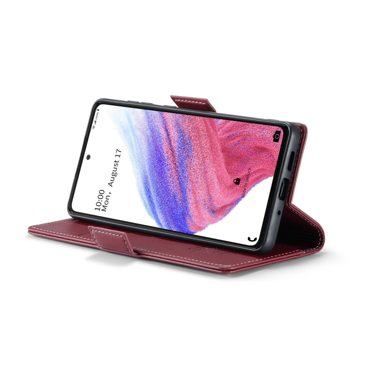 For Samsung Galaxy A53 CaseMe 023 Butterfly Buckle Litchi Texture RFID Anti-theft Leather Phone Case(Wine Red) - free shipping - PMC TechLife - Order now!