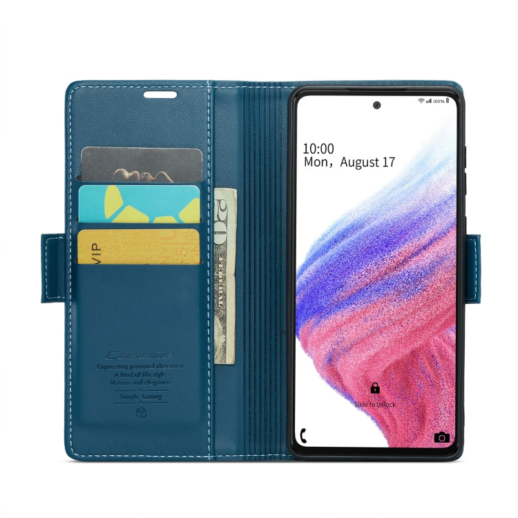For Samsung Galaxy A53 CaseMe 023 Butterfly Buckle Litchi Texture RFID Anti-theft Leather Phone Case(Blue) - free shipping - PMC TechLife - Order now!