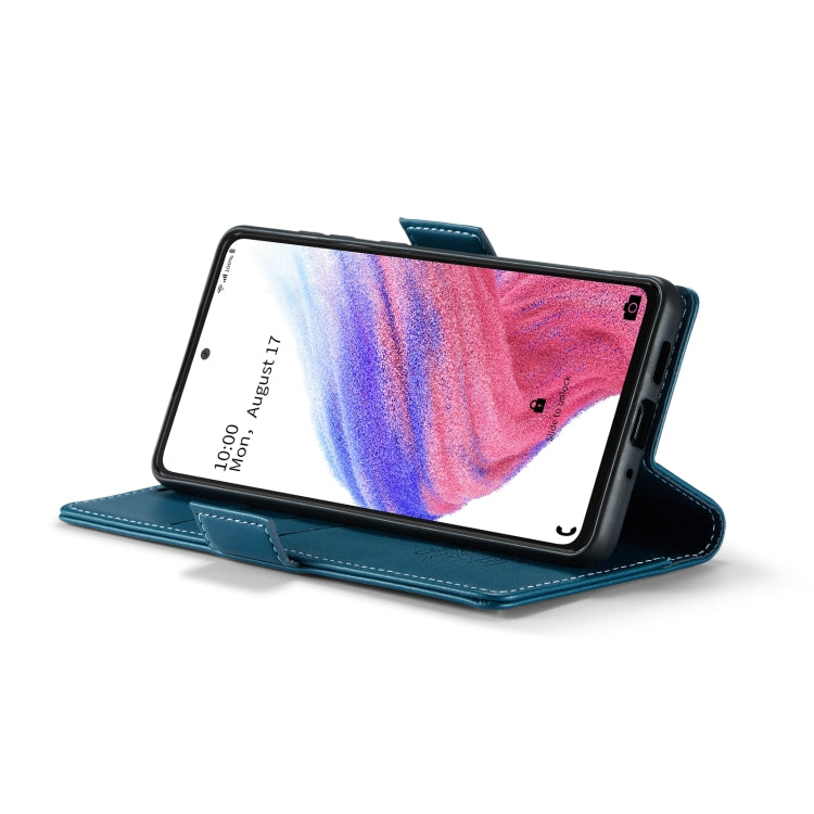 For Samsung Galaxy A53 CaseMe 023 Butterfly Buckle Litchi Texture RFID Anti-theft Leather Phone Case(Blue) - free shipping - PMC TechLife - Order now!