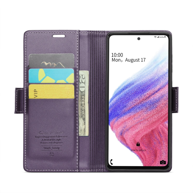 For Samsung Galaxy A53 CaseMe 023 Butterfly Buckle Litchi Texture RFID Anti-theft Leather Phone Case(Pearly Purple) - free shipping - PMC TechLife - Order now!
