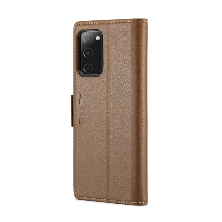 For Samsung Galaxy S20 FE CaseMe 023 Butterfly Buckle Litchi Texture RFID Anti-theft Leather Phone Case(Brown) - free shipping - PMC TechLife - Order now!