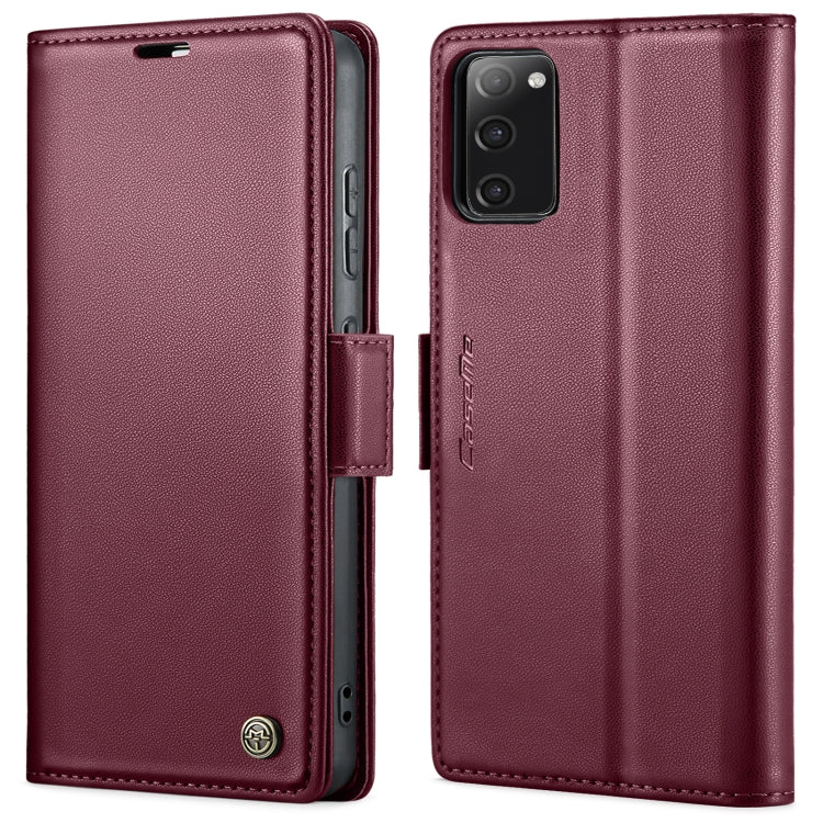For Samsung Galaxy S20 FE CaseMe 023 Butterfly Buckle Litchi Texture RFID Anti-theft Leather Phone Case(Wine Red) - free shipping - PMC TechLife - Order now!