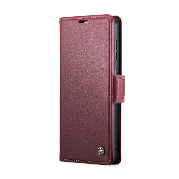 For Samsung Galaxy S21 FE 5G CaseMe 023 Butterfly Buckle Litchi Texture RFID Anti-theft Leather Phone Case(Wine Red) - free shipping - PMC TechLife - Order now!