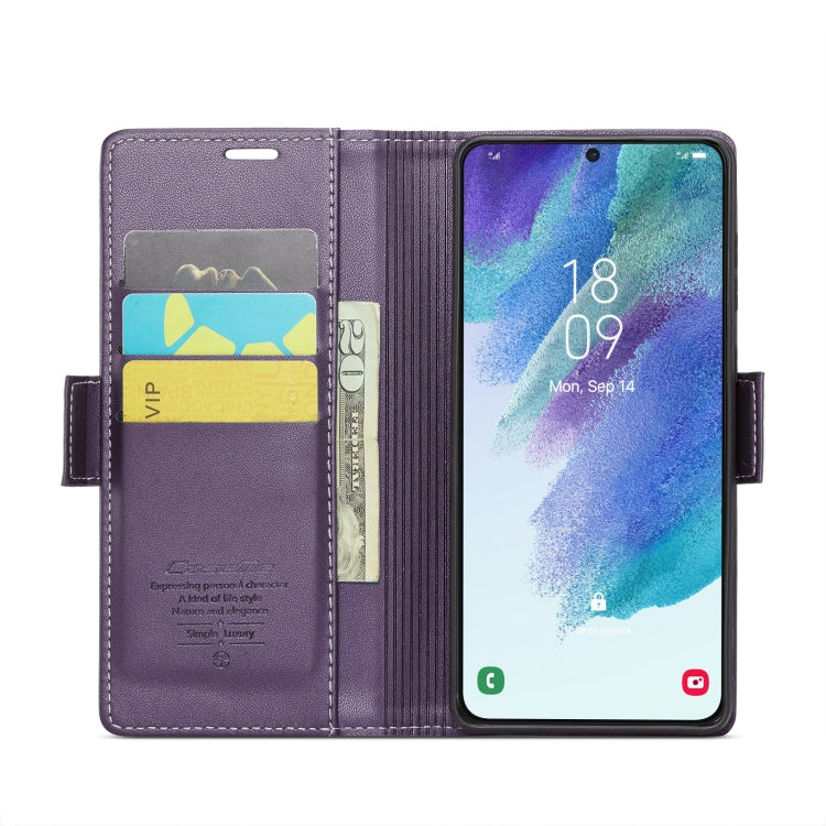 For Samsung Galaxy S21 FE 5G CaseMe 023 Butterfly Buckle Litchi Texture RFID Anti-theft Leather Phone Case(Pearly Purple) - free shipping - PMC TechLife - Order now!