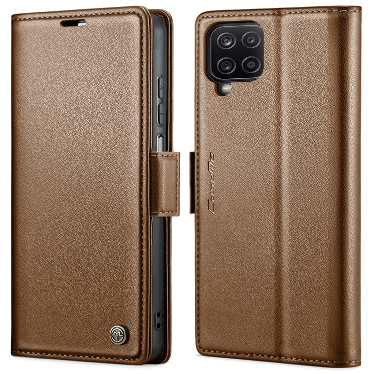 For Samsung Galaxy A12 5G CaseMe 023 Butterfly Buckle Litchi Texture RFID Anti-theft Leather Phone Case(Brown) - free shipping - PMC TechLife - Order now!