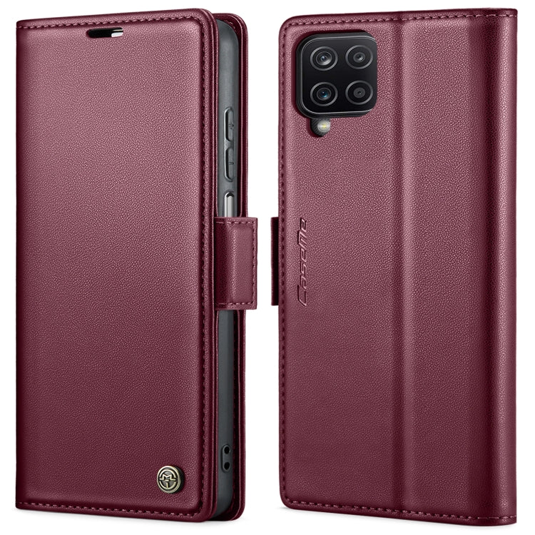 For Samsung Galaxy A12 5G CaseMe 023 Butterfly Buckle Litchi Texture RFID Anti-theft Leather Phone Case(Wine Red) - free shipping - PMC TechLife - Order now!