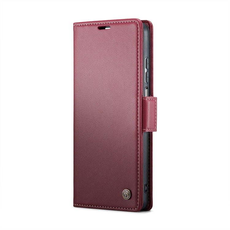 For Samsung Galaxy A12 5G CaseMe 023 Butterfly Buckle Litchi Texture RFID Anti-theft Leather Phone Case(Wine Red) - free shipping - PMC TechLife - Order now!
