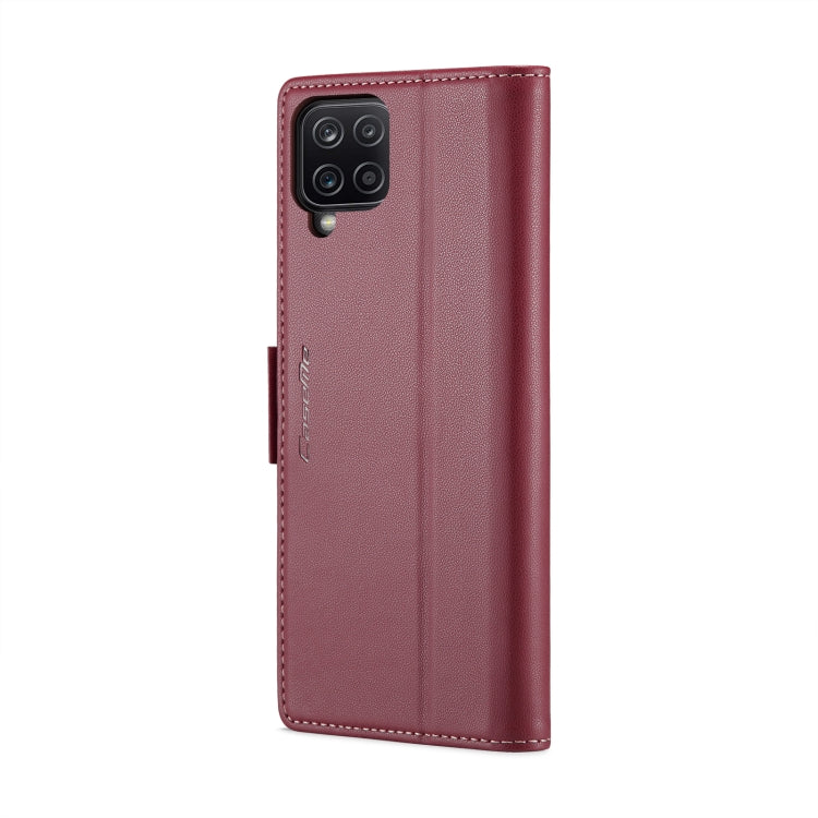 For Samsung Galaxy A12 5G CaseMe 023 Butterfly Buckle Litchi Texture RFID Anti-theft Leather Phone Case(Wine Red) - free shipping - PMC TechLife - Order now!