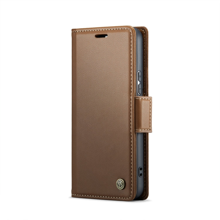 For Samsung Galaxy S21 5G CaseMe 023 Butterfly Buckle Litchi Texture RFID Anti-theft Leather Phone Case(Brown) - free shipping - PMC TechLife - Order now!