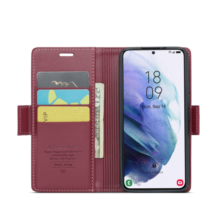 For Samsung Galaxy S21 5G CaseMe 023 Butterfly Buckle Litchi Texture RFID Anti-theft Leather Phone Case(Wine Red) - free shipping - PMC TechLife - Order now!
