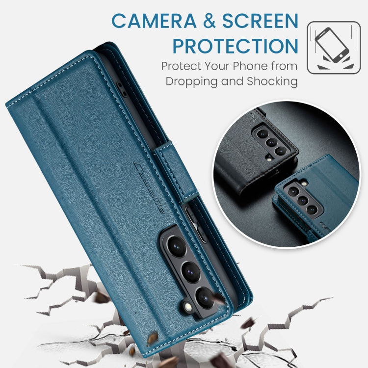 For Samsung Galaxy S21 5G CaseMe 023 Butterfly Buckle Litchi Texture RFID Anti-theft Leather Phone Case(Blue) - free shipping - PMC TechLife - Order now!