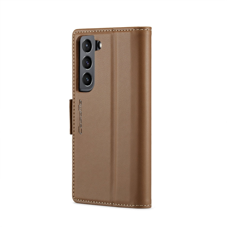For Samsung Galaxy S21+ 5G CaseMe 023 Butterfly Buckle Litchi Texture RFID Anti-theft Leather Phone Case(Brown) - free shipping - PMC TechLife - Order now!