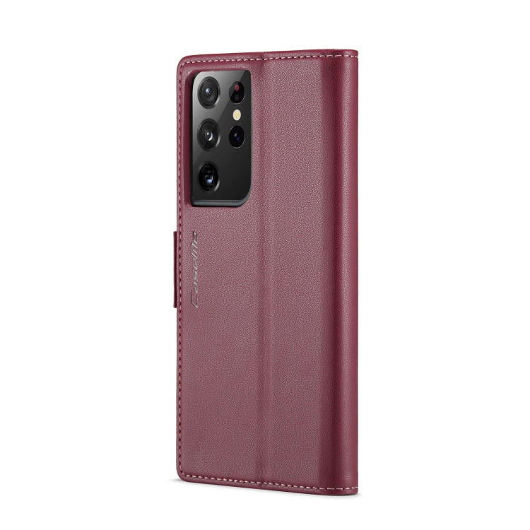 For Samsung Galaxy S21 Ultra 5G CaseMe 023 Butterfly Buckle Litchi Texture RFID Anti-theft Leather Phone Case(Wine Red) - free shipping - PMC TechLife - Order now!