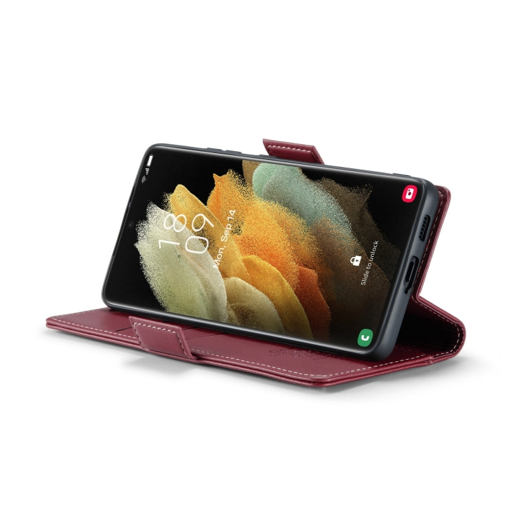 For Samsung Galaxy S21 Ultra 5G CaseMe 023 Butterfly Buckle Litchi Texture RFID Anti-theft Leather Phone Case(Wine Red) - free shipping - PMC TechLife - Order now!