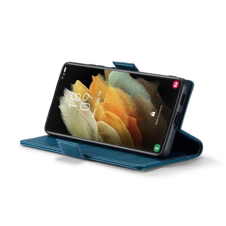 For Samsung Galaxy S21 Ultra 5G CaseMe 023 Butterfly Buckle Litchi Texture RFID Anti-theft Leather Phone Case(Blue) - free shipping - PMC TechLife - Order now!