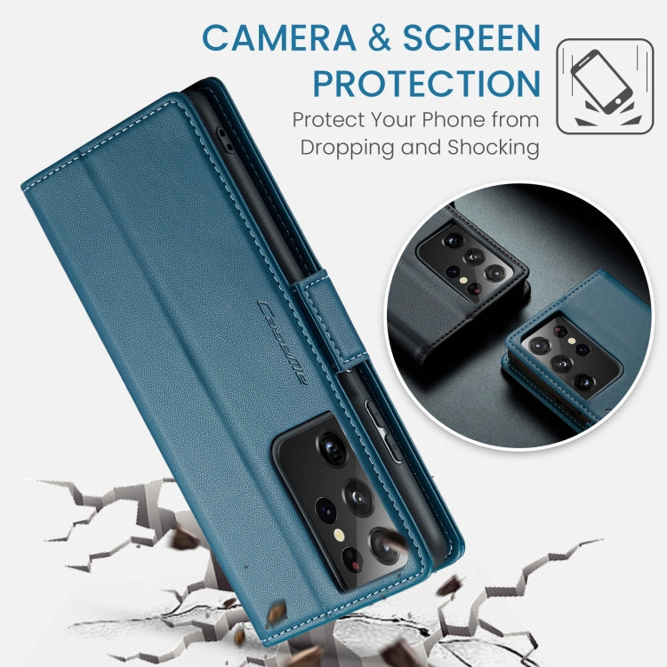 For Samsung Galaxy S21 Ultra 5G CaseMe 023 Butterfly Buckle Litchi Texture RFID Anti-theft Leather Phone Case(Blue) - free shipping - PMC TechLife - Order now!