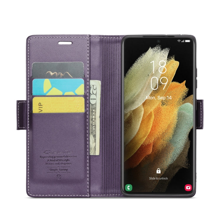 For Samsung Galaxy S21 Ultra 5G CaseMe 023 Butterfly Buckle Litchi Texture RFID Anti-theft Leather Phone Case(Pearly Purple) - free shipping - PMC TechLife - Order now!