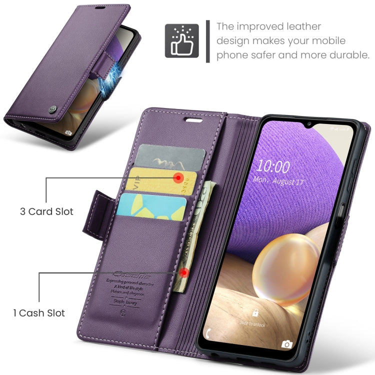 For Samsung Galaxy A32 5G / M32 5G CaseMe 023 Butterfly Buckle Litchi Texture RFID Anti-theft Leather Phone Case(Pearly Purple) - free shipping - PMC Jewellery - Order now!