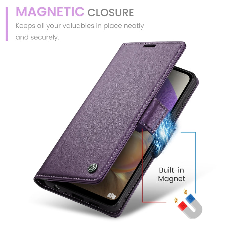 For Samsung Galaxy A32 5G / M32 5G CaseMe 023 Butterfly Buckle Litchi Texture RFID Anti-theft Leather Phone Case(Pearly Purple) - free shipping - PMC Jewellery - Order now!