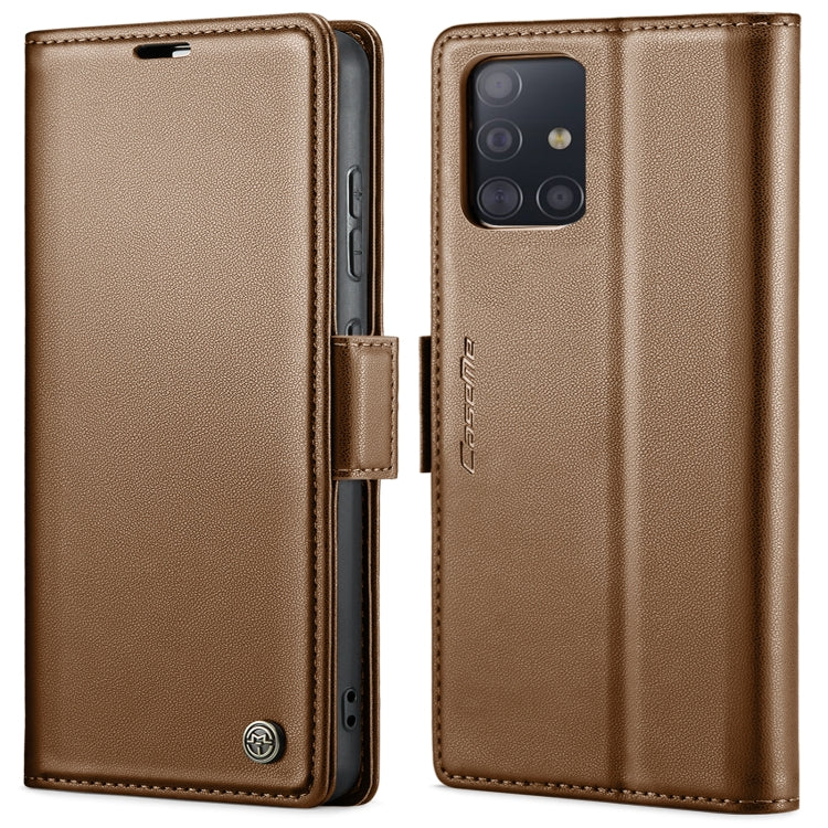 For Samsung Galaxy A71 4G CaseMe 023 Butterfly Buckle Litchi Texture RFID Anti-theft Leather Phone Case(Brown) - free shipping - PMC Jewellery - Order now!