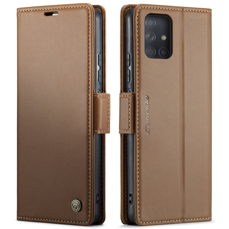 For Samsung Galaxy A71 4G CaseMe 023 Butterfly Buckle Litchi Texture RFID Anti-theft Leather Phone Case(Brown) - free shipping - PMC Jewellery - Order now!