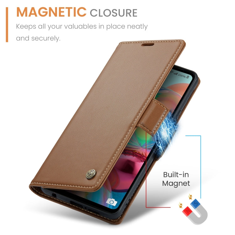 For Samsung Galaxy A71 4G CaseMe 023 Butterfly Buckle Litchi Texture RFID Anti-theft Leather Phone Case(Brown) - free shipping - PMC Jewellery - Order now!