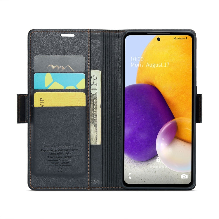 For Samsung Galaxy A72 CaseMe 023 Butterfly Buckle Litchi Texture RFID Anti-theft Leather Phone Case(Black) - Galaxy Phone Cases by CaseMe | Online Shopping South Africa | PMC Jewellery | Buy Now Pay Later Mobicred