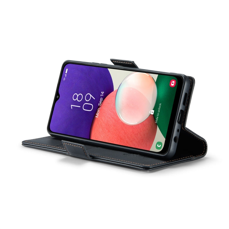 For Samsung Galaxy A22 5G CaseMe 023 Butterfly Buckle Litchi Texture RFID Anti-theft Leather Phone Case(Black) - free shipping - PMC Jewellery - Order now!