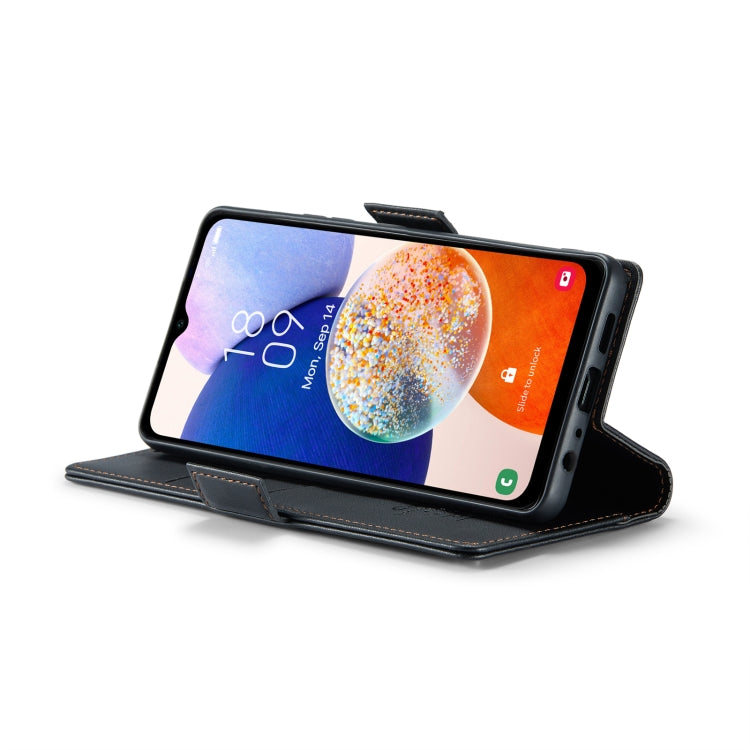 For Samsung Galaxy A14 4G/5G CaseMe 023 Butterfly Buckle Litchi Texture RFID Anti-theft Leather Phone Case(Black) - free shipping - PMC Jewellery - Order now!