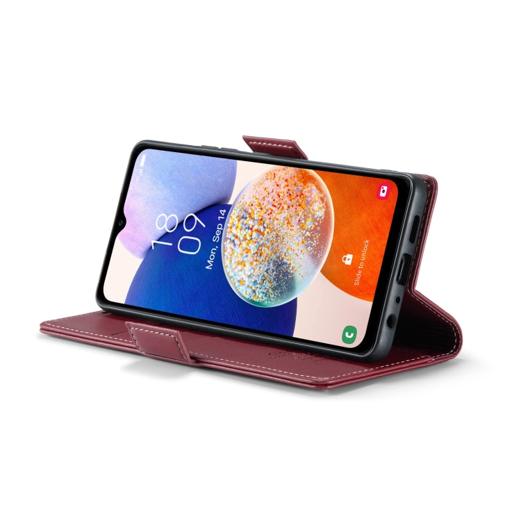 For Samsung Galaxy A14 4G/5G CaseMe 023 Butterfly Buckle Litchi Texture RFID Anti-theft Leather Phone Case(Wine Red) - Galaxy Phone Cases by CaseMe | Online Shopping South Africa | PMC Jewellery | Buy Now Pay Later Mobicred